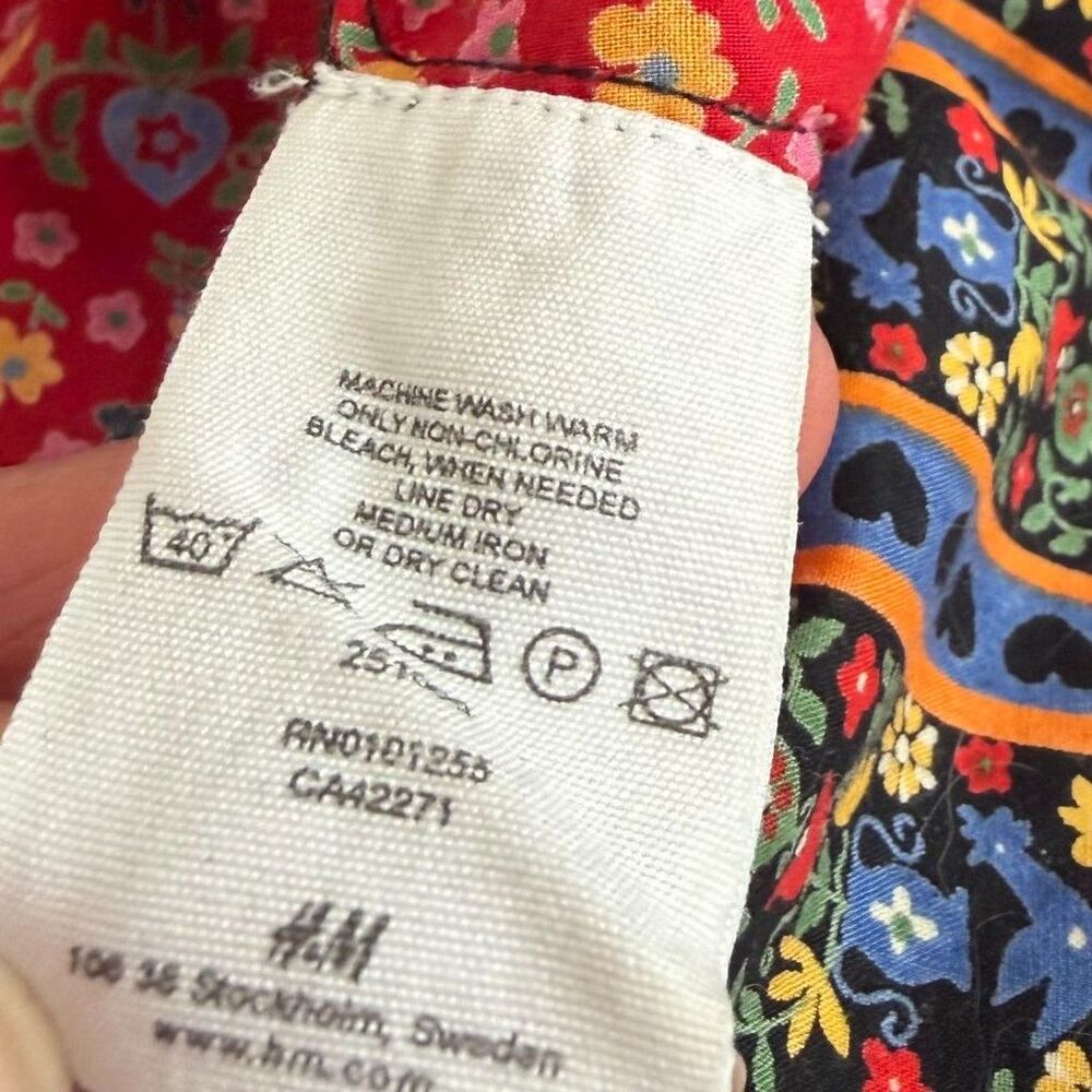H&M Red Ditsy Floral Cottagecore Sundress | 100% Cotton | Pockets | EU Size 38 - Picture 5 of 12